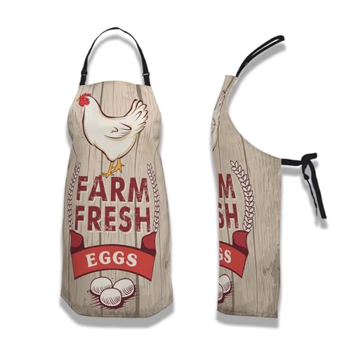 Chef Apron for Women Retro Fresh Eggs Kitchen Aprons for Men for Kitchen Cooking Restaurant BBQ Painting Crafting 27”