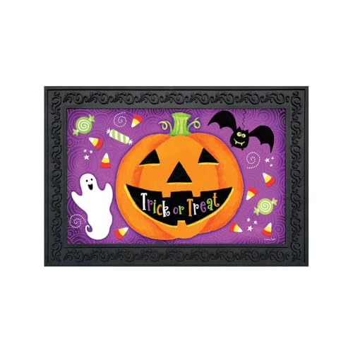 Doormat 30x18 Indoor Outdoor Halloween Treats Jack O'Lantern for Halloween Doormat (3.75 Sq Ft)