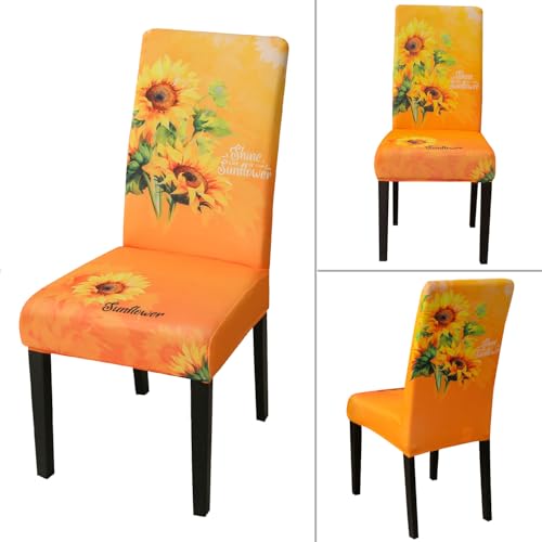 Sunflower Chair Covers for Dining Room Set of 6