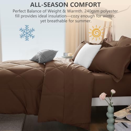 Queen Comforter Set with Sheets Brown