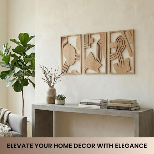 Modern Wooden Wall Sculptures (3 Count)