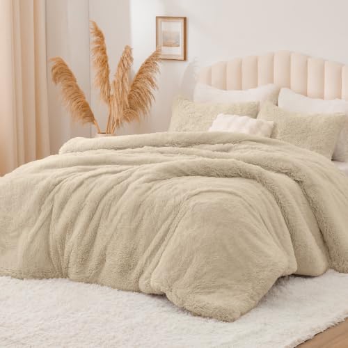 Beige Fluffy Comforter Set King