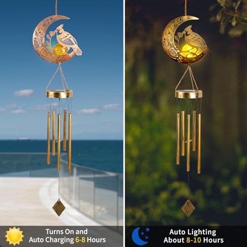Moon Cardinal Wind Chime for Outside