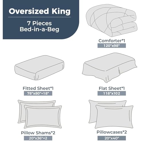 7 Piece Oversized King Comforter Set