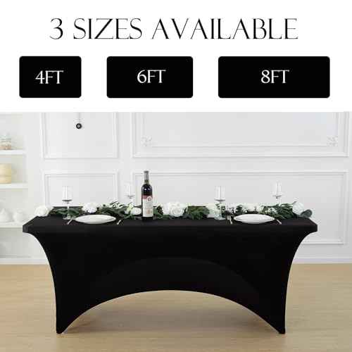 2 Pack 8ft Black Spandex Tablecloth (2 Count)