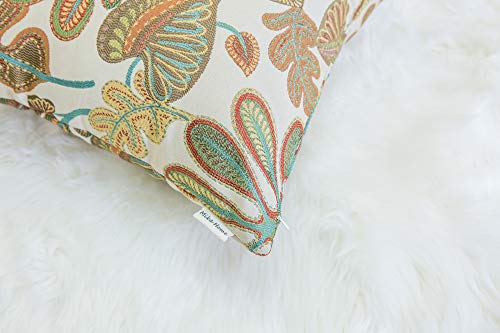 Set of 2 Jacquard Tropical Leaf Pattern Throw Pillow Covers Decorative Pillowcase 22X22 Inches (2 Count)