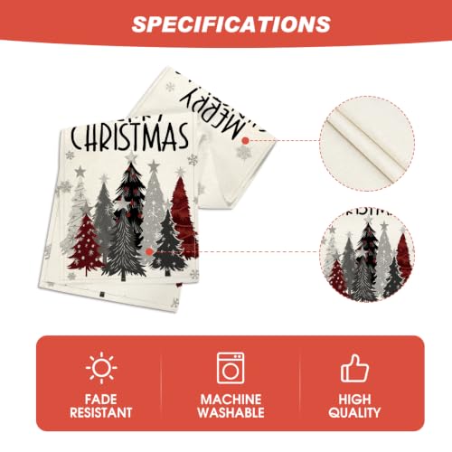 Grey Red Xmas Trees Table Runner Home Party Decor 13x72 Inch