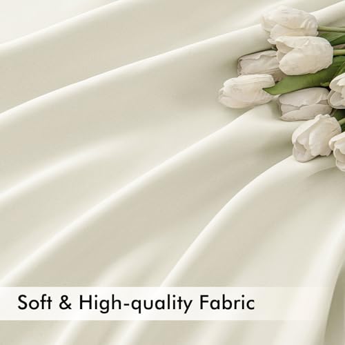 Cream Back Tab Blackout Curtains 52x63 Inches Long 2 Panels Set