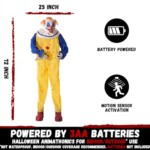 Halloween Animatronic 6ft Killer Clown Decorations