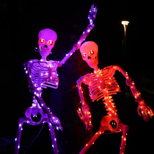 Halloween Decorations Outdoor Skeletons Set (Orange + Purple)