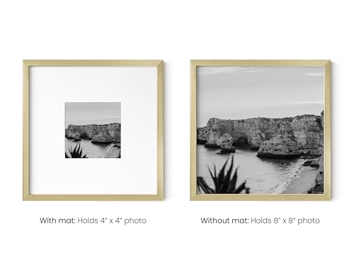 8x8 Gold Metal Picture Frame Matted to 4x4