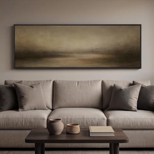 Large Framed Horizontal Abstract Landscape Wall Art for Living Room