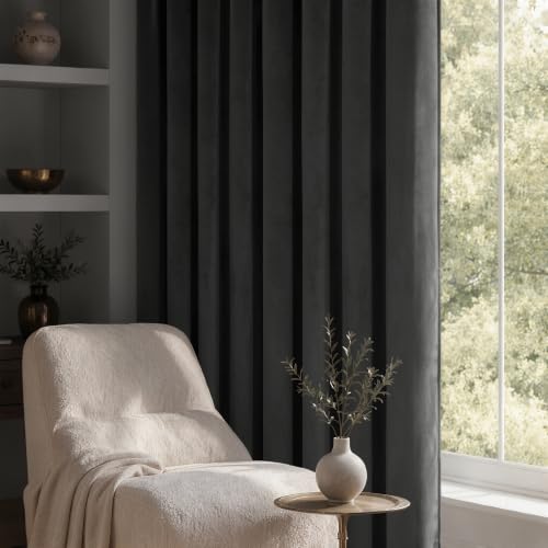 Grey Blackout Velvet Curtains Drapes 96 Inch Long 52"x96" Bedroom (2 Count)