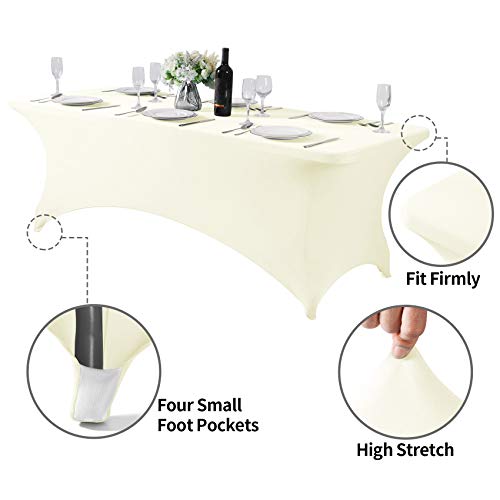 2Pack Spandex Table Cover for 8FT or 4ft or 6ft Table Universal Fitted Stretch Tablecloth for Party (2 Count)