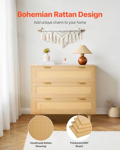 3 Drawer Rattan Dresser