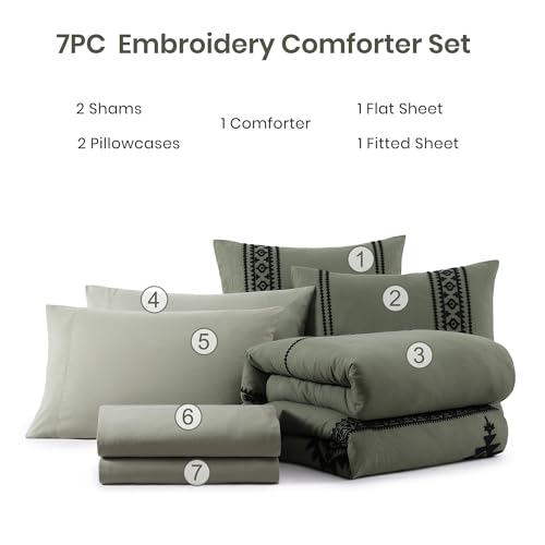 Embroidery King Size Comforter Set 7 Pieces Western Bed in a Bag