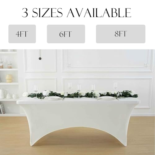 2 Pack 6ft Ivory Spandex Tablecloth (2 Count)