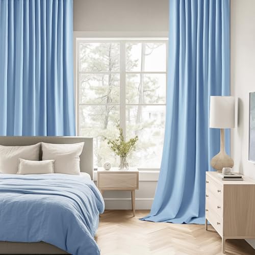 Sky Blue Back Tab Blackout Curtains 52x63 Inches Long 2 Panels Set (2 Count)