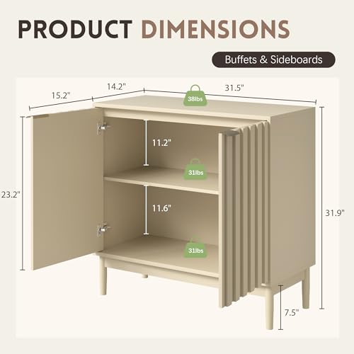 Fluted Buffet Cabinet with Storage