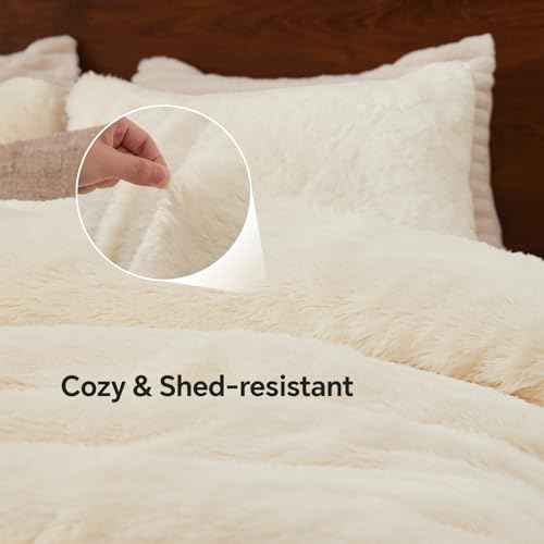 Cream White Fluffy Comforter Set King