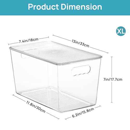 10 Pack Clear Stackable Storage Bins with Lids and Handles (10 Count)