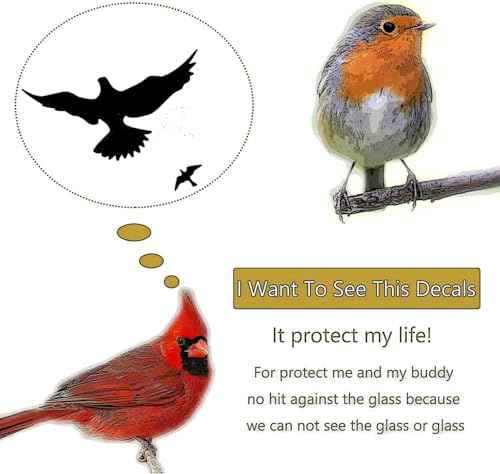 Anti Collision Large Black Bird Shape Window Clings (16 Count)