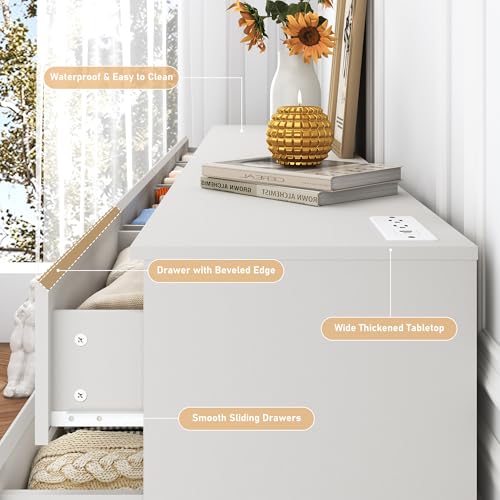 jiteentaro White Malm Dresser for Bedroom