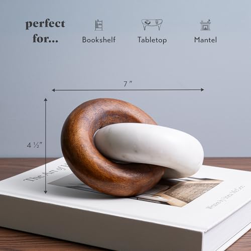 Marble and Wood Decorative Knot for Shelf or Table Decor