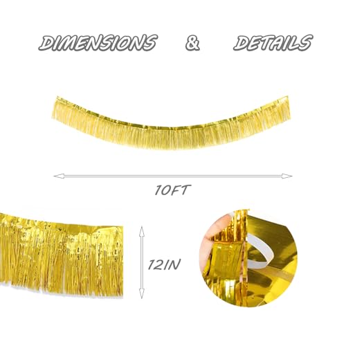 Gold Foil Fringe Garland 10FT 2packs for Parade Float Decorations (20 Foot)