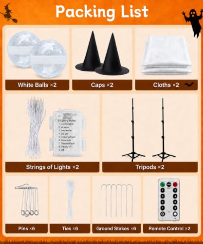 2 Pack Lighted Halloween Ghost Decorations with Remote & Timer (White)
