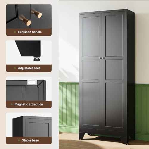 75" H Metal Storage Cabinet with 2 Doors and 4 Shelves