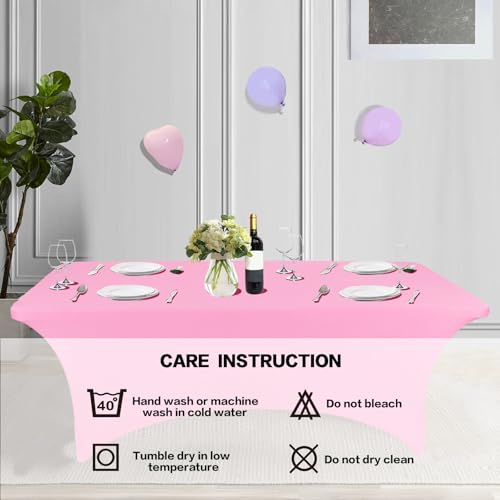 2 Pack 4FT Table Cloth for Rectangular Spandex Pink Table Cover (2 Count)