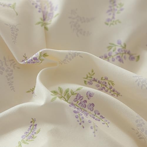 Lilac Comforter Set Twin XL Girls Purple Flower Bedding Comforter Vintage Garden Floral Comforter Set Fluffy Soft Botanical Comforter with 2 Bow Ties Pillowcases for Girls Women Twin XL Size