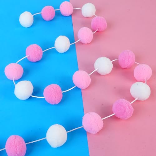 3pk Pink Pom Pom Garland 20FT Colorful Large Felt Ball Garland for Mantle