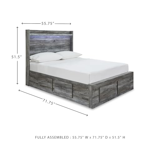 Smoky Gray Full Panel Bed with 6 Storage Drawers