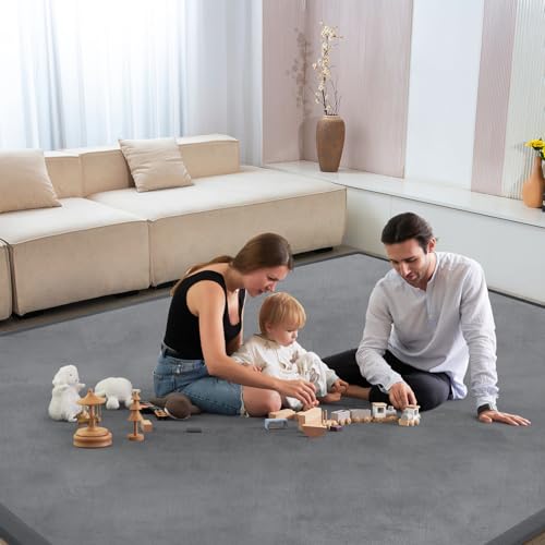 Baby Play Mat for Floor Nursery Rug Muscle Mat Area Rug Playroom Rug 79"x118" Playpen Mat Elastic Foam 1.3" Thick Crawling Mat for Babies