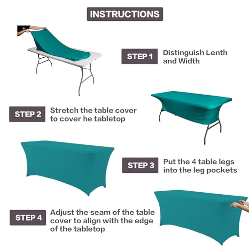 6FT Table Cloth for Rectangular Spandex Lake Blue Table Cover