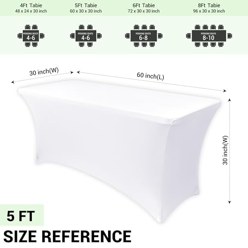 Spandex Table Cover 5ft Fitted Tablecloth Rectangular