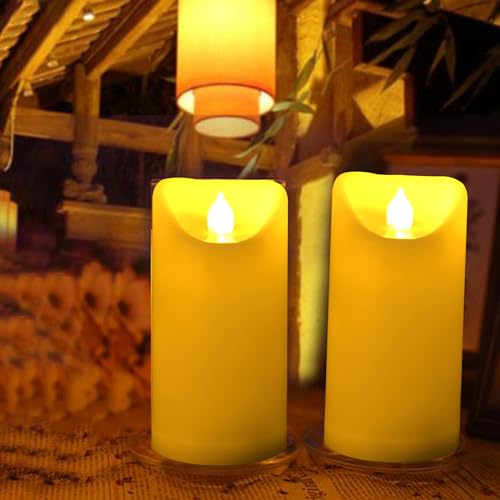 Outdoor Battery Operated Flameless Candles with Remote Timer D3”xH6” 2 PCS (2 Count)