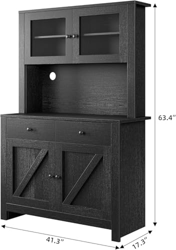 Kitchen Pantry Cabinet with Microwave Stand