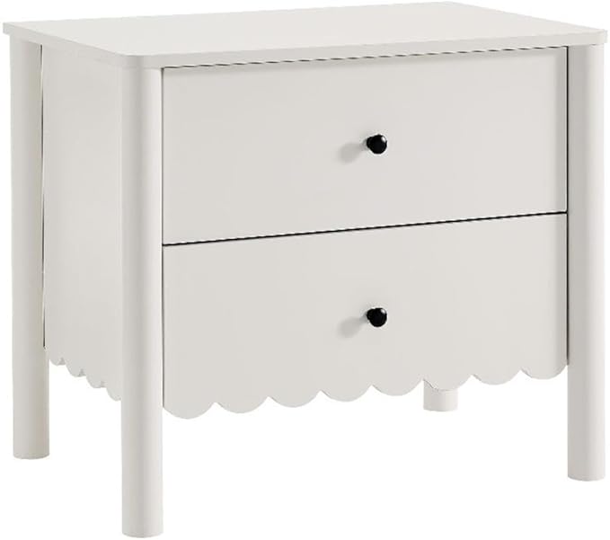 Modway Emmeline Scalloped 2-Drawer Nightstand in White