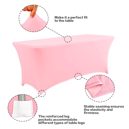 2 Pack 4FT Table Cloth for Rectangular Spandex Light Pink Cover (2 Count)
