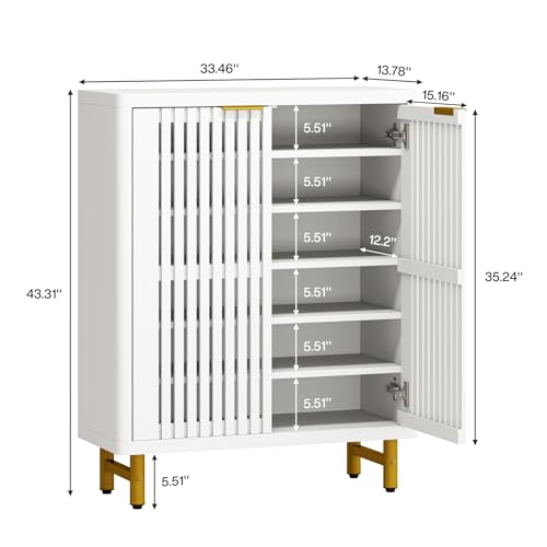 6 Tier Shoe Cabinet with Shutter Doors