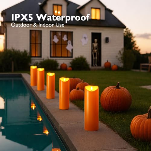 4"x12" Halloween Orange Flameless Candles (2 Count)
