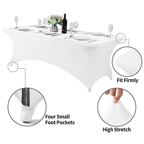 2Pack Spandex Table Cover for 8FT or 4ft or 6ft Table Universal Fitted Stretch Tablecloth for Party