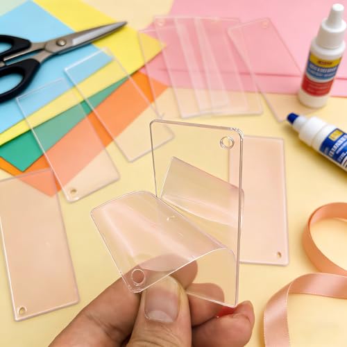 100 Pieces Rectangular Acrylic Blanks for Keychain Names Tags (100 Count)