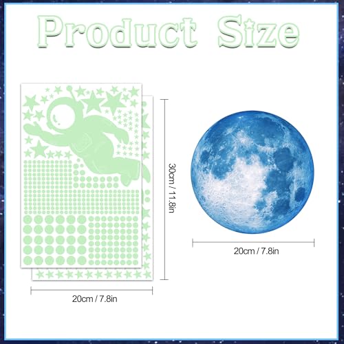 530 Glow in the Dark Stars for Ceiling Moon and Space Wall Decals