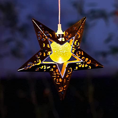 Solar Wind Chimes Star Wind Chime Warm LED Hanging Solar Lights Unique Garden Decor Memorial Thanksgiving Gifts for Mom Grandma Sister Home Party