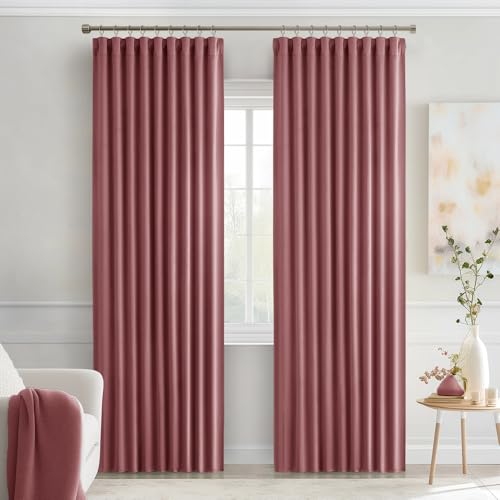 Dusty Rose Back Tab Blackout Curtains 52x72 Inches Long 2 Panels Set