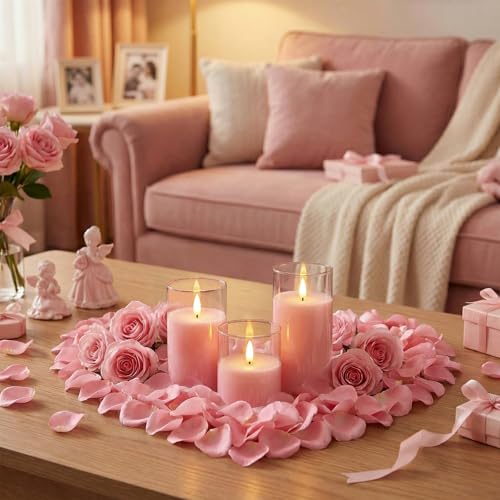 Pink Glass Flameless Candles (3 Count)
